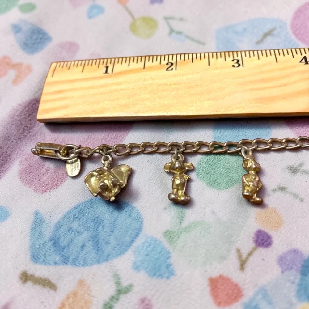 Antique Disney Vintage Childs 6" Silvertone Donald, Mickey Dumbo Bracelet - Picture 8 of 9
